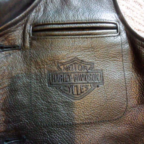 Harley black leather vest new men's small ladies medium chest best 38" - Picture 2 of 10